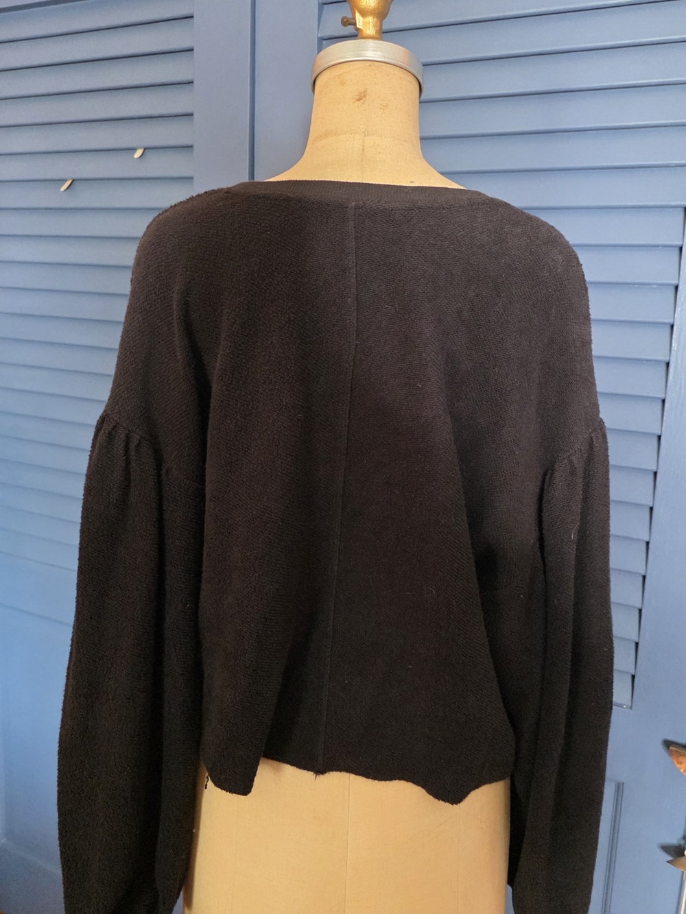 Title:Free People Easy Street Cropped Pullover Sweater Navy Blue / Black Large